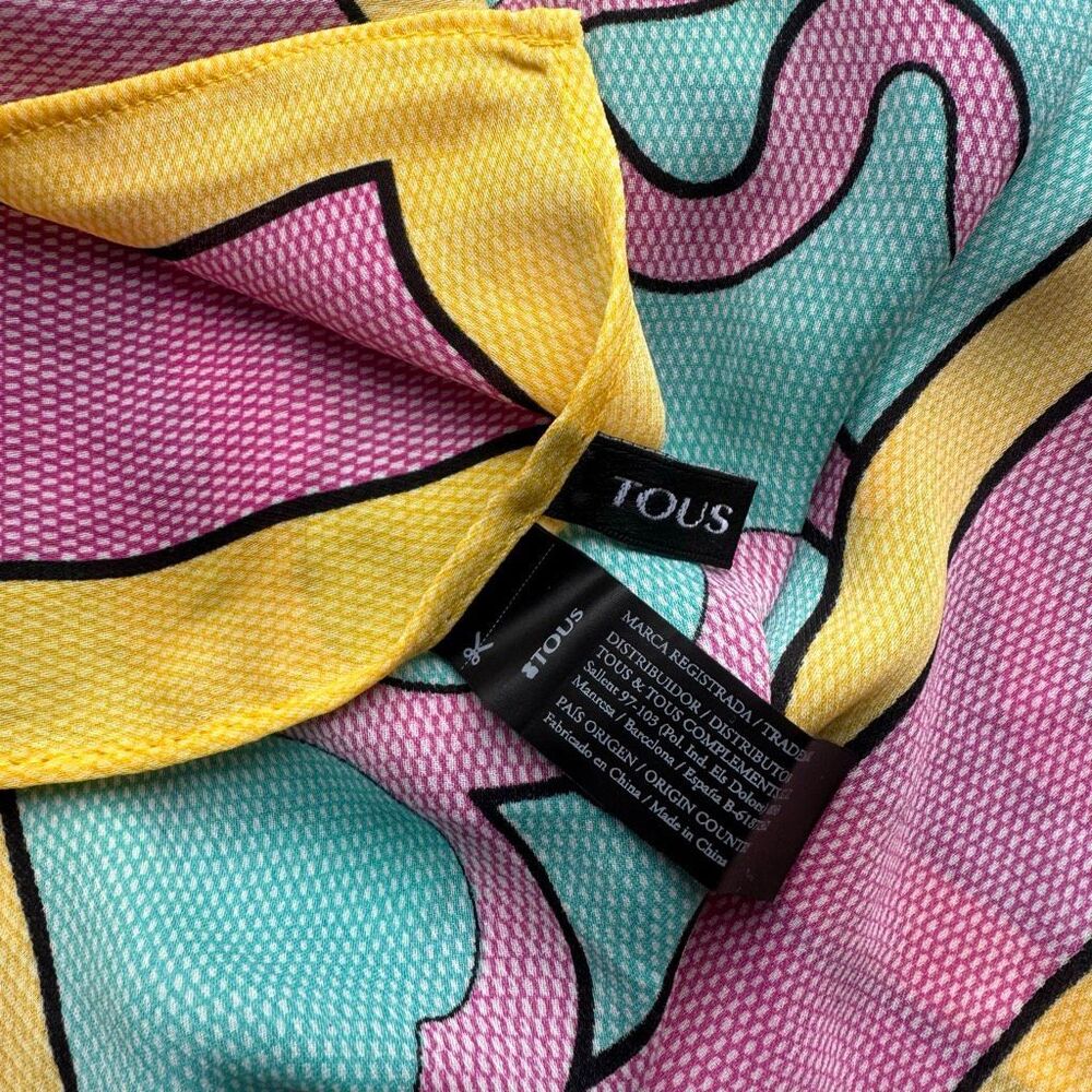 TOUS Barcelona Bear Print Scarf Swim Wrap Pop Art Sarong Cover-Up Resort Wear - Picture 3 of 5